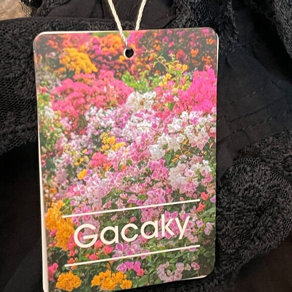 Women Lace Tiered Ruffle Babydoll Gothic Emo Witchy Black Mini Romper Dress M - Picture 7 of 10